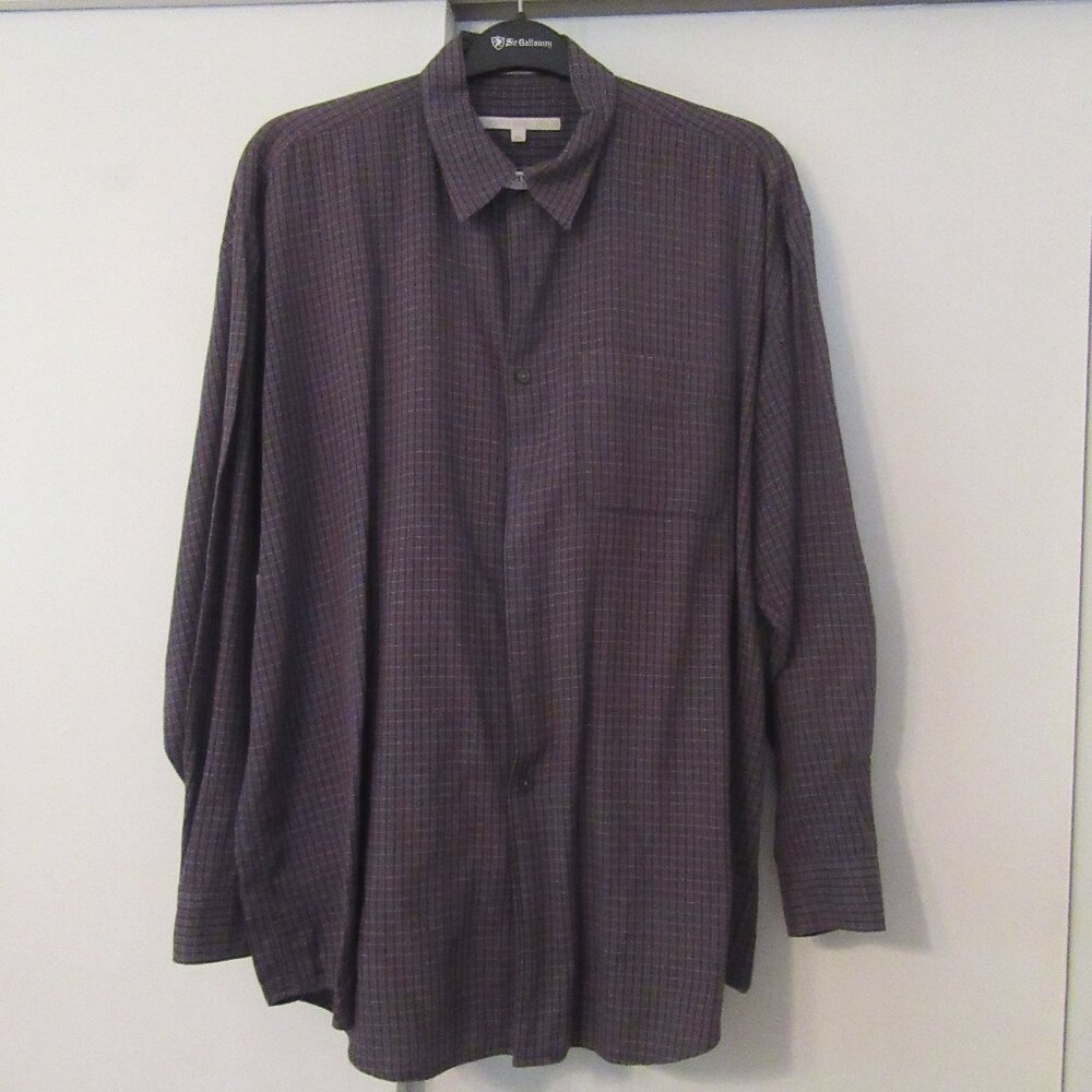 PERRY ELLIS men's long sleeved button down shirt - XL  - taupe  check